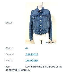 Levi LEVI STRAUSS & CO BLUE JEAN JACKET Size MEDIUM